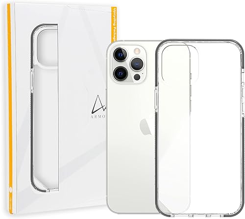 ARMOR Funda Signature para iPhone 12 Pro / 12, transparente con cinta gris