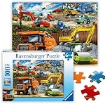 Ravensburger Véhicules de construction 100 Puzzles de pièces pour enfants, chaque pièce est unique, les pièces s'accordent parfaitement