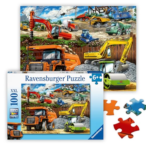 Ravensburger Rompecabezas de 100 Piezas de veh&iacute;culos de construcci&oacute;n con Piezas extragrandes para...