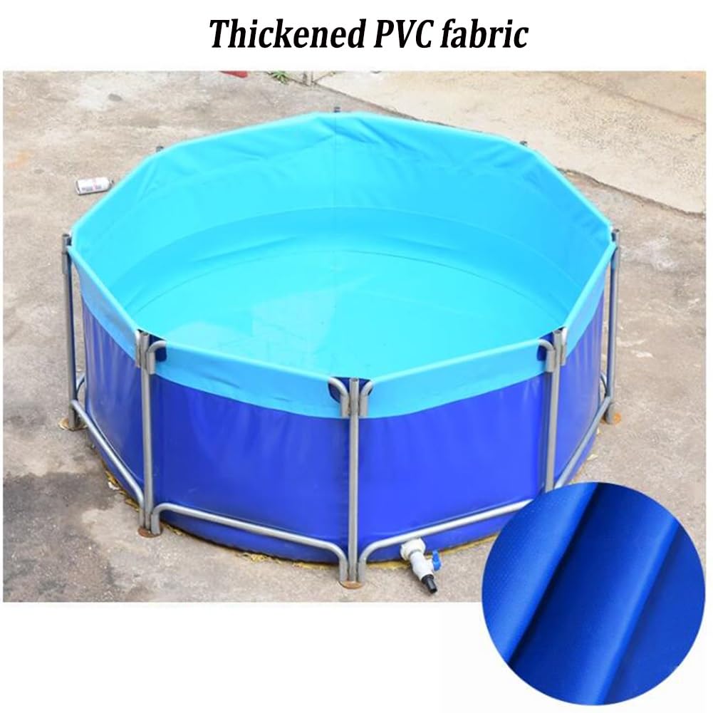 Piscina de metal sobre el suelo de PVC azul de 130 x 100 cm, ideal para diversión y relajación al aire libre, perfecto para el disfrute de niños y familiares