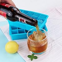 Vista 5 de Webake Bandejas de cubitos de hielo y bandeja de silicona para congelador de 2 cucharadas, bandeja para cubitos de hielo de whisky de 15 cavidades