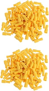Gatuida 200piezas Conector De Terminal Crimpado Aislado Femenino De Mm² Para Instalaciones Eléctricas y Automotrices Sello Color Amarillo