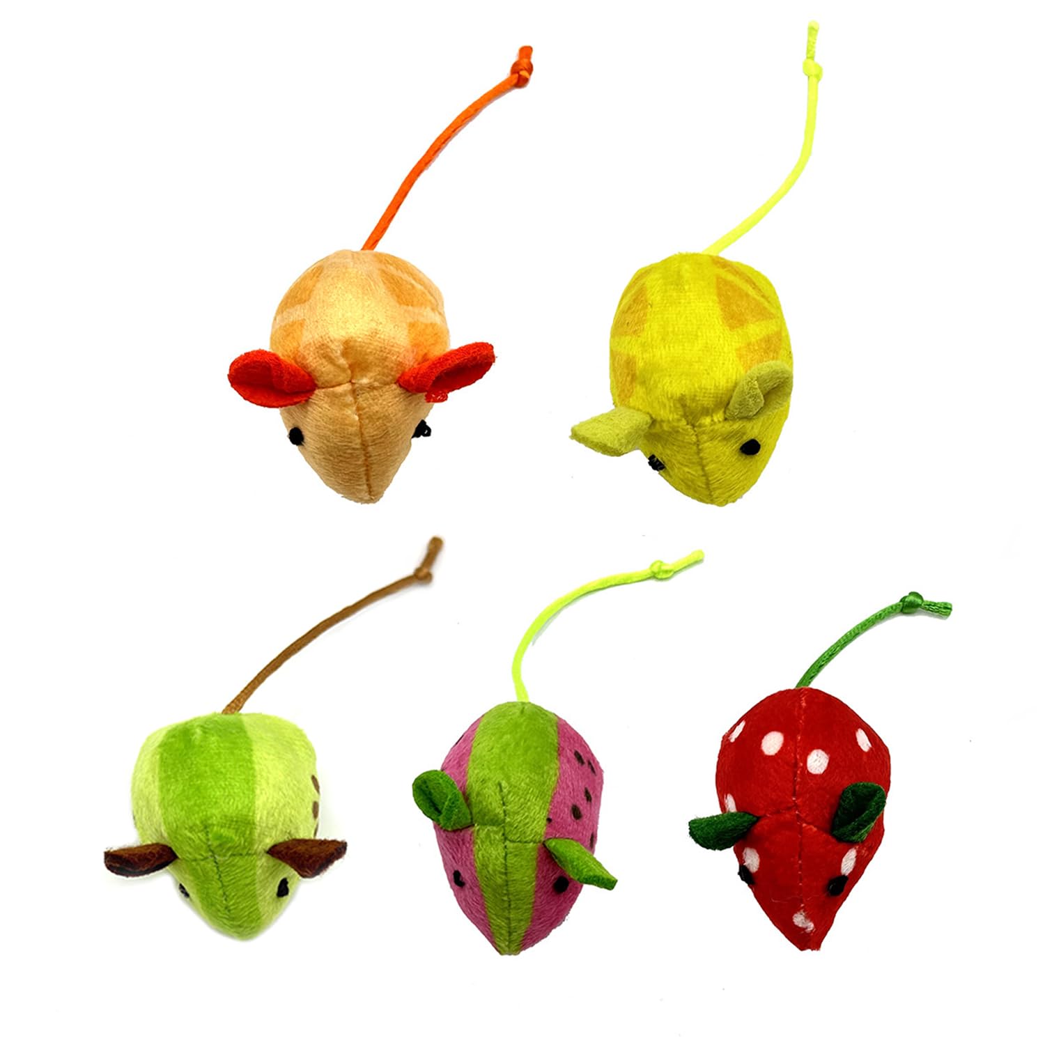 NIDHFG 10 Pieces Of Fruit Mouse-Shaped Toys, Catnip Mouse Toys, Suitable For Indoor Interaction To Relieve Boredom And Tease Cats To Play.