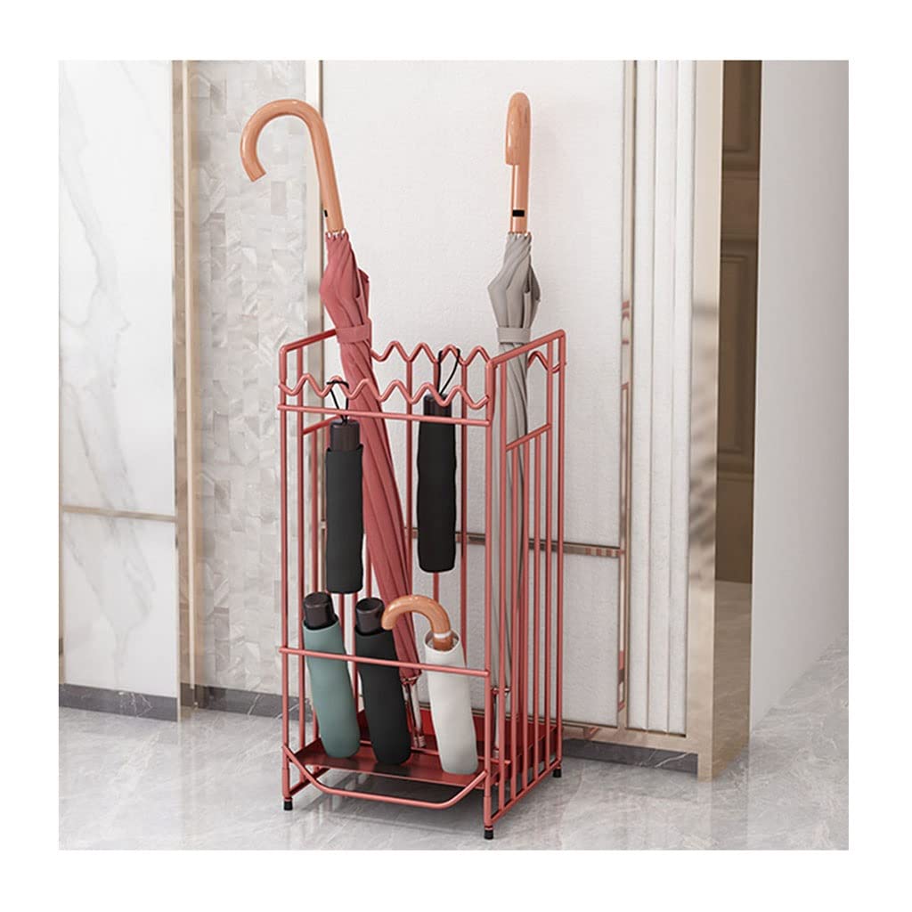Porte-parapluies en métal double couche haut de gamme couleur rose style contemporain