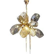 Glass Chandelier - Height 23.6 in, 2700K Warm Light - G9 Bulb - Glass Shade - Adjustable Hanging Chain - Suitable for Bedroom, Dining Room