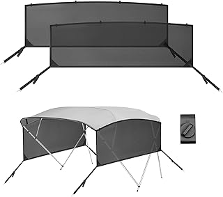 Detachable Clip in Bimini Top Mesh Sidewalls, Boat Sun Shade Universal Fit for 4