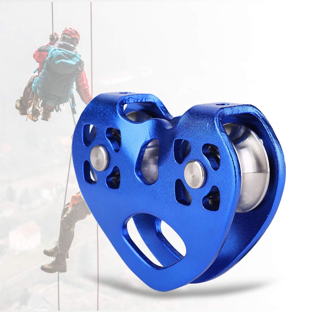 Dual Pulley Heart Shaped Machinery Equipment Mountaineering Rock Climbing Blue Double Axis for Outdoor Exploring