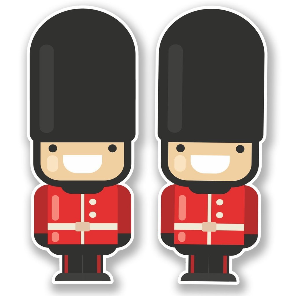 Destinationvinyl Multi 2 X 10Cm/100Mm London Queen's Guard Soldier Window Cling Sticker Car Van Campervan Glass #6641