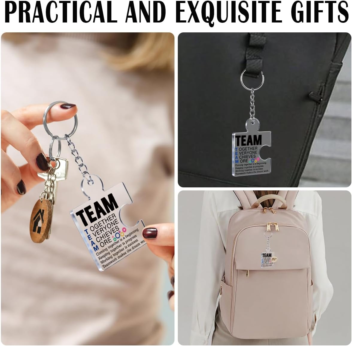 Team Appreciation Gifts Bulk for Coworker Employee Staff, Thank You Christmas Gift Set Acrylic Puzzle Piece Keychains