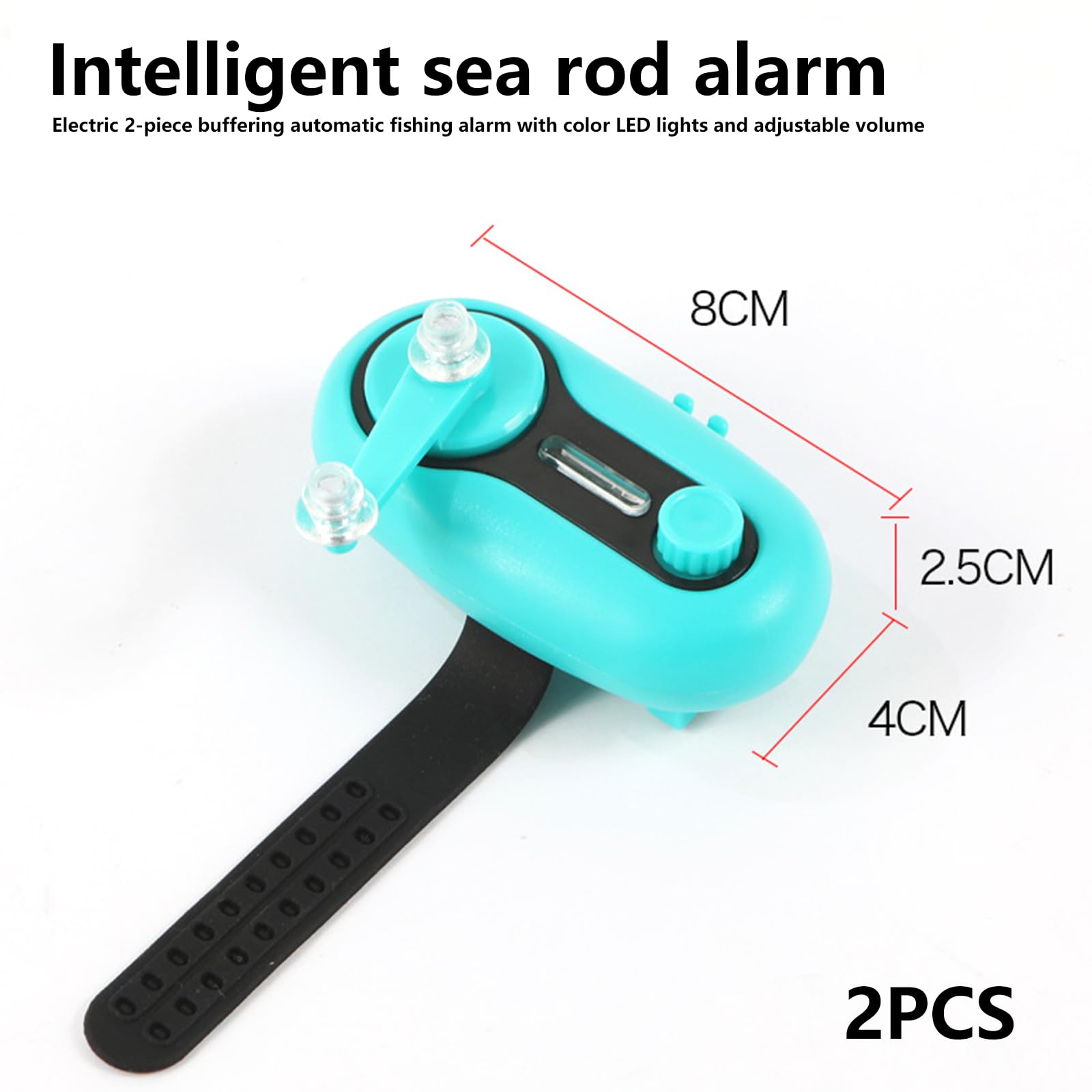 PORFOYO Lot de 2 détecteurs de touche électroniques, avec lumière LED et son, contrôle du volume, alarme électronique pour la pêche de nuit et différentes cannes à pêche