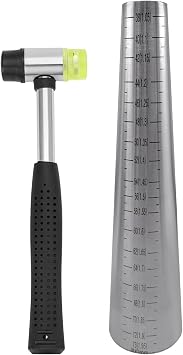 Stainless Steel Bracelet Mandrel for Jewelry Making, Professional Jewelry Sizer & Repair Tool, Round with Scale, Includes Dual-Head Hammer for Forming and Adjustment