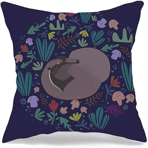 Throw Pillow Covers Case Cute Textile Decoration Nature Anteater Sleeps Forest Glade Night Animals Wildlife Textures Spring Square Decorative