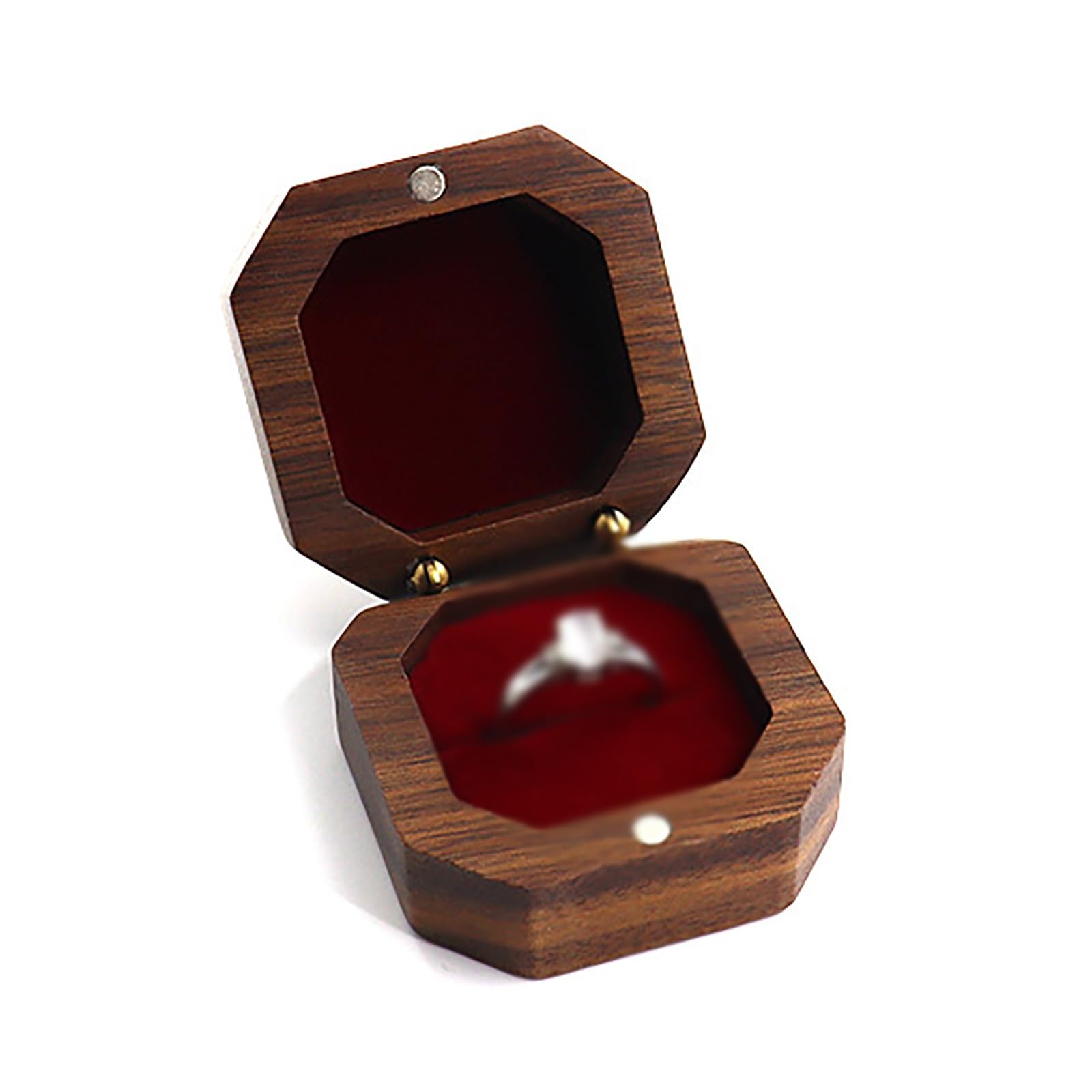 DUMRALBQE Wooden Ring Box Portable Wooden Ring Box Square Pair Jewelry for Storage and Placement(Red)