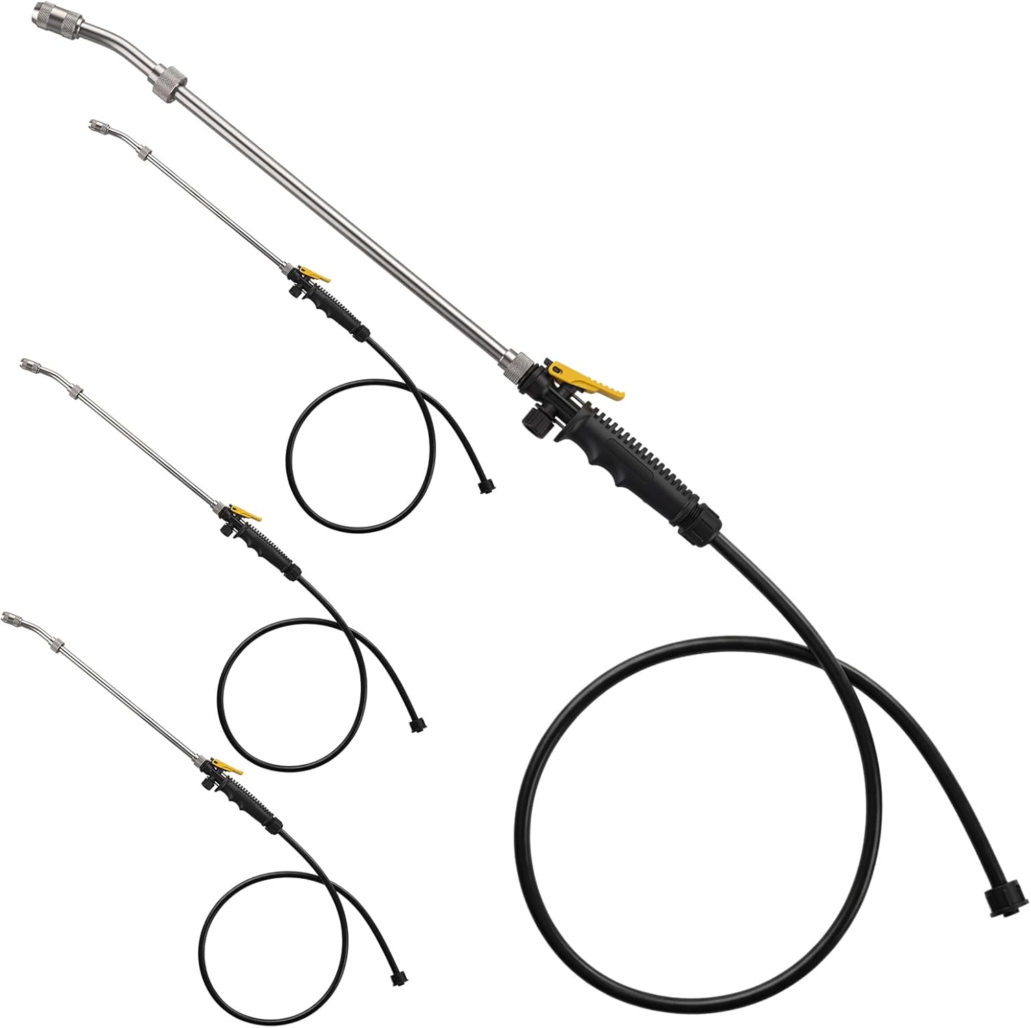 4 Pack Replacement Sprayer Wands with Hoses Compatible with Ryobi 24 Inch Pump Sprayer Part with Adjustable Nozzle Trigger Wand Match 3/8'' Hose Universal Stainless Steel Water Spray Parts