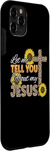 Miniatura 27 de Funda cristiana para iPhone 11 Pro Max Let Me Tell You About My Jesus Leopard Sunflower