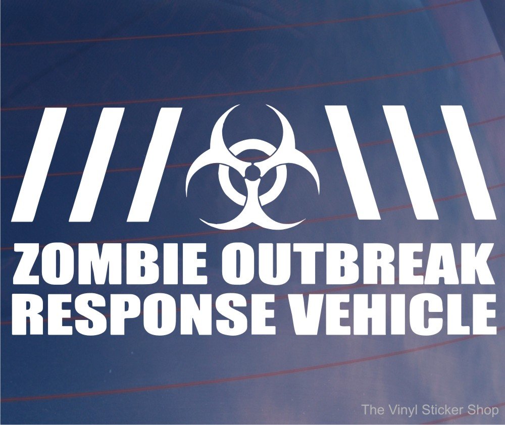 Decalarama White Car Sticker Zombie Outbreak Response Vehicle, Large