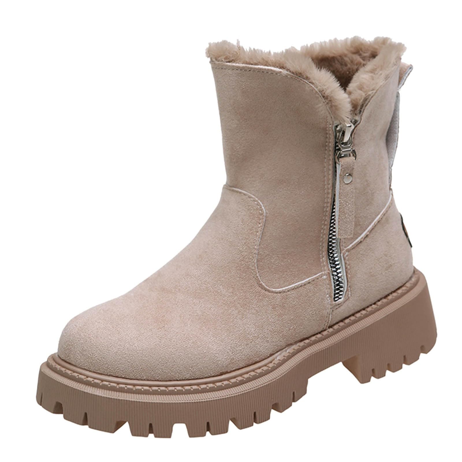 Bottes D'hiver Pour Femmes - Doublées Fourrure, Antidérapantes, Imperméables - Chaussures Plates à Enfiler Pour Un Confort Quotidien