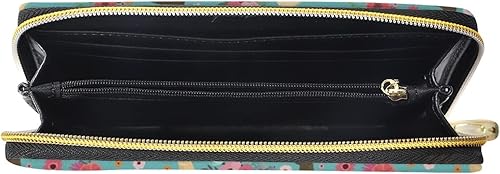 Vista 3 de Sannovo Monederos de cuero suave para mujer, cartera de viaje con cremallera suave, con estampado de perros florales, DF-9, Portátil, viaje, fino