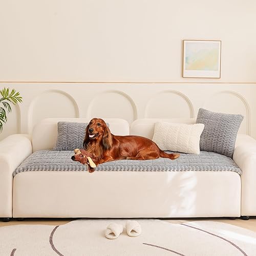 Funda de sofá mullida para mascotas, fundas de sofá para perros, lavable, antideslizante, protector de cojín, apto para mascotas