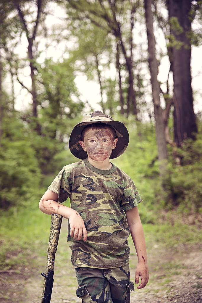 Kids Camouflage-Sun-Hat UV-Protection Camo-Boonie - with Chin-Strap Bucket Hat Outdoor Fishing for 5-14 Years Old