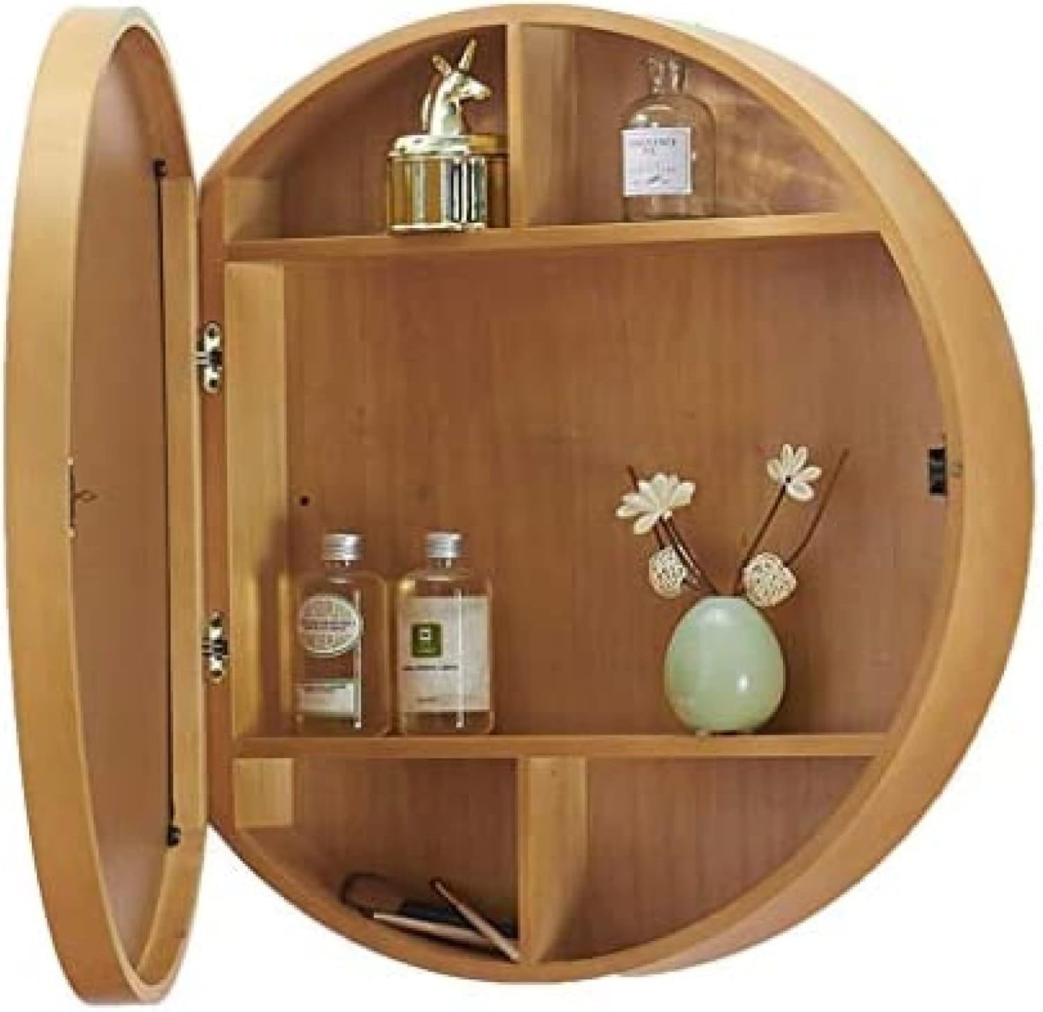 FGXHHS 60cm Solid Wood Cabinet - Round Wall Vanity with Storage Function for Stylish Home Decor and nized Spaces