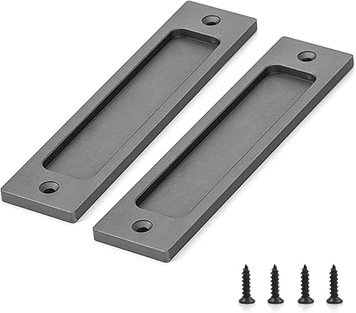 INCAUCA Paquete de 2 manijas de puerta de granero, tirador de puerta empotrado de 6 pulgadas, manijas de puerta empotradas, tirador de dedo para