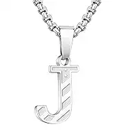 Initial Necklace for Men Boys - Personalized Stainless Steel Letter Pendant, A to Z with American Flag Jewelry, Birthday Gift for Son Teens Kids