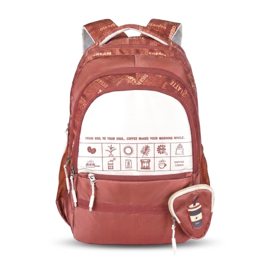 priority 30 L College Backpack | Water Resistant Pu Polyster Bag | (19 Inch| Mud Brown & Cream)-picture-8