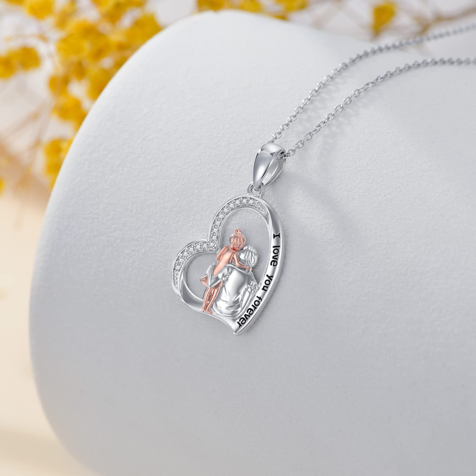 Collier Fille de Papa Mlaman en Argent Sterling Père Fille Cadeaux, Coeur Amour Pendentif Bijoux pour Fille