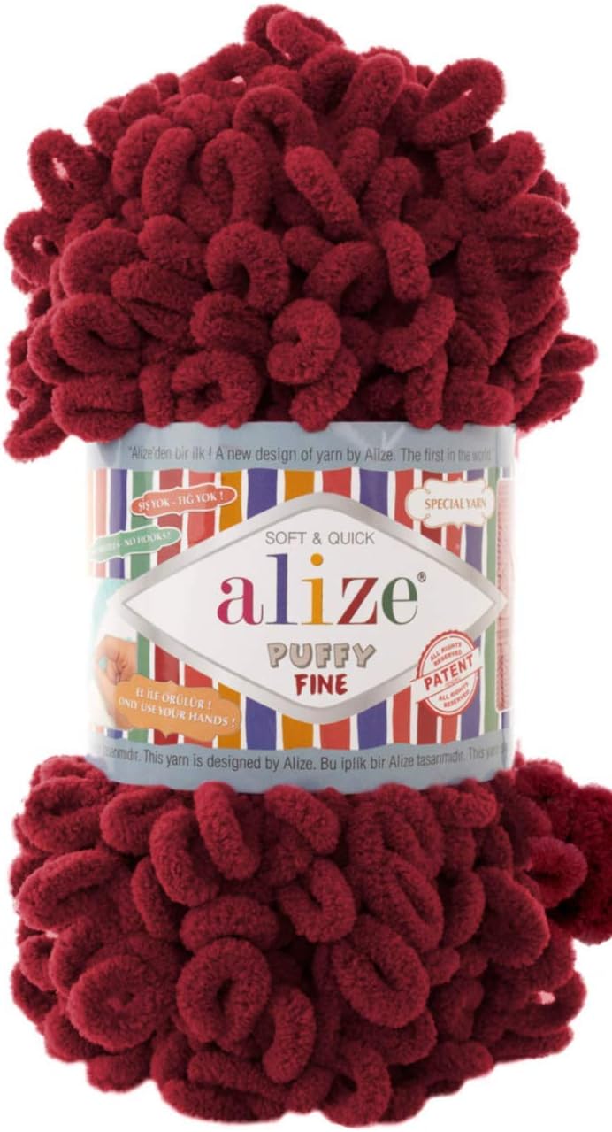 Alize Puffy Fine Baby Blanket Small Loop 100% Micropolyester Soft Yarn Lot of 4skn 400gr 64yds (90 - Terra)