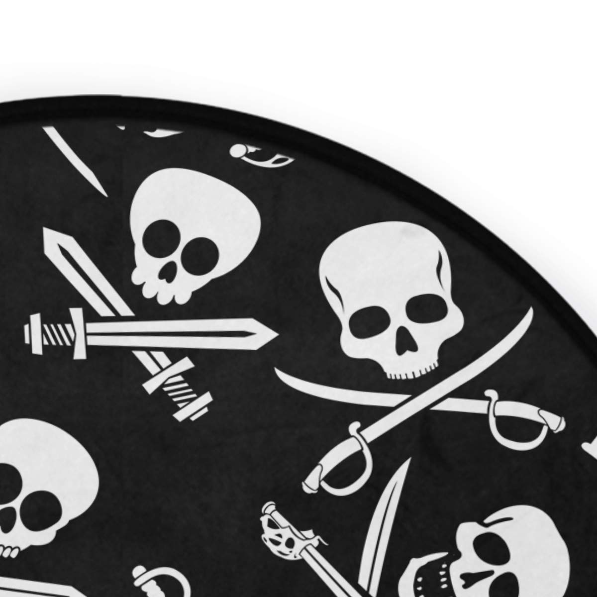 Amazon｜ALAZA カーペット 丸型 髑髏 スカル柄 白黒 ラグマット 円形