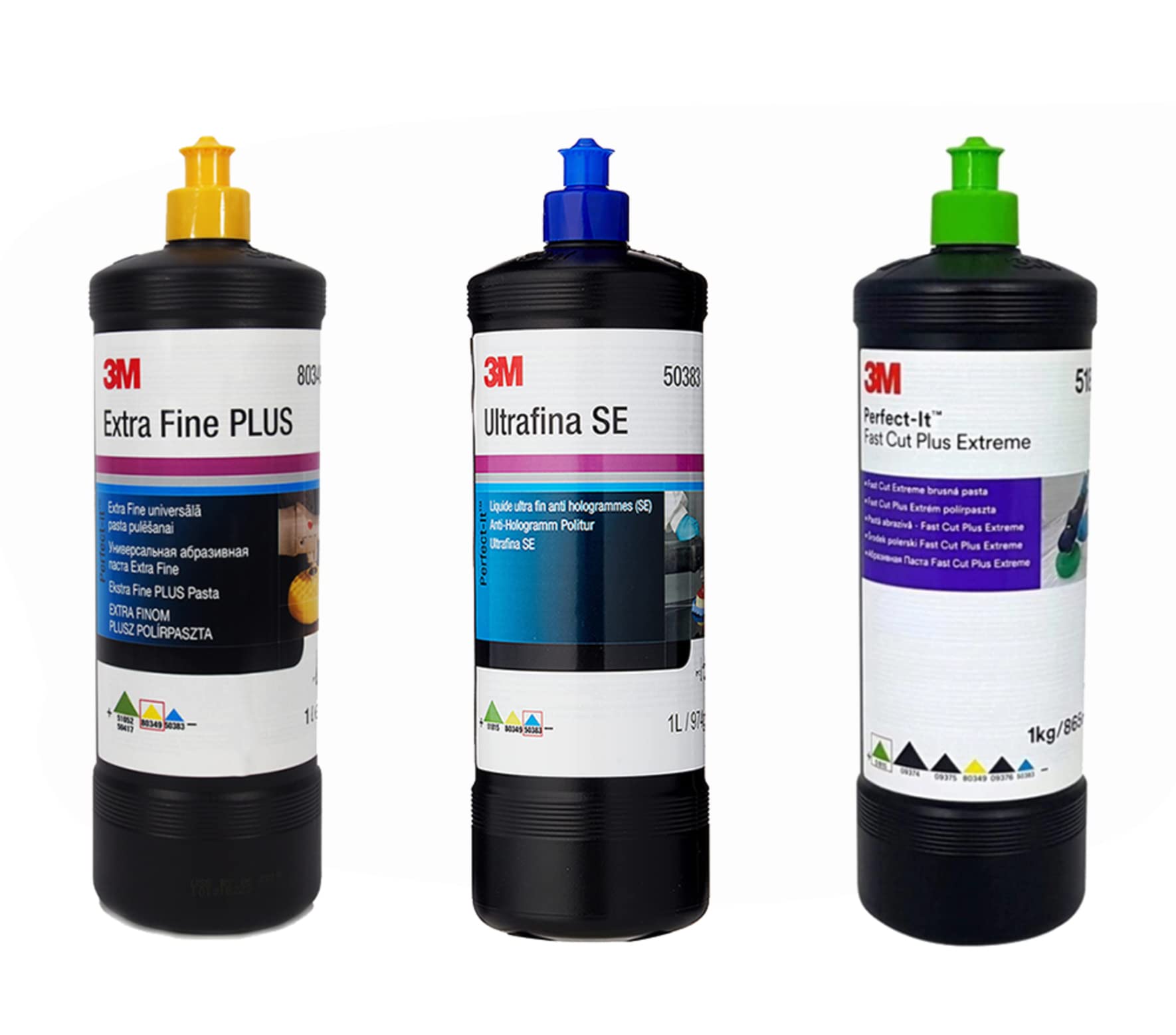 3M 3x1kg/L Polishing Kit: Ultrafina SE + Extra Fine Plus + Fast Cut Plus Extreme for Automotive Paintwork