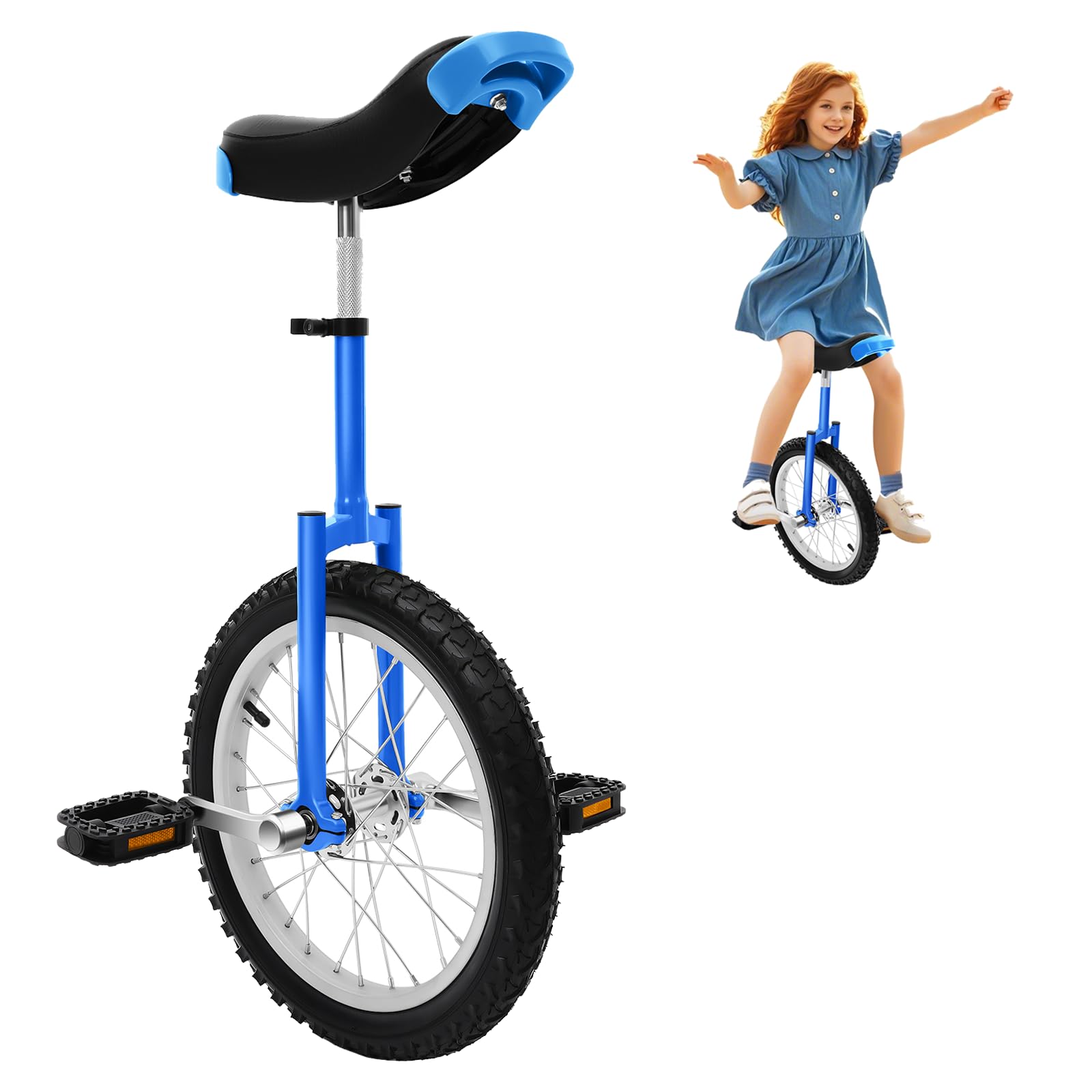 Monociclo unisex da 16 pollici, monociclo con manici, ruota per allenamento di equilibrio, altezza regolabile 71-81 cm