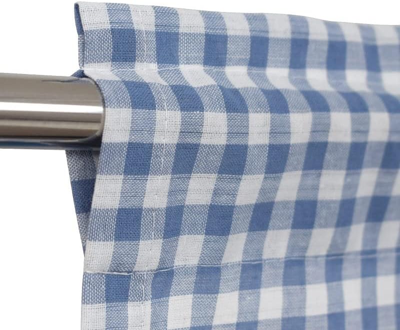 Buffalo Check Plaid Window Valances for Kitchen Farmhouse Design Window Treatment Decor Curtains Rod Pocket Valances for Kitchen/Living Room 59x17Inch(Blue and White)