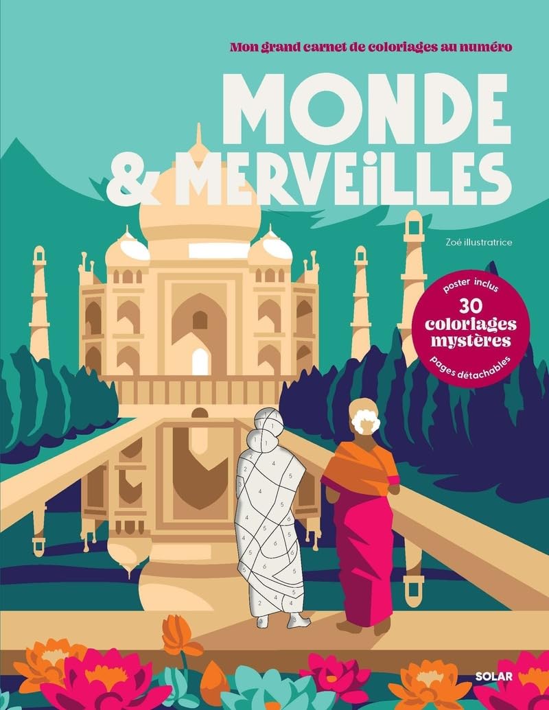 Monde et merveilles Coloriages pour adultes avec pages détachables et un poster