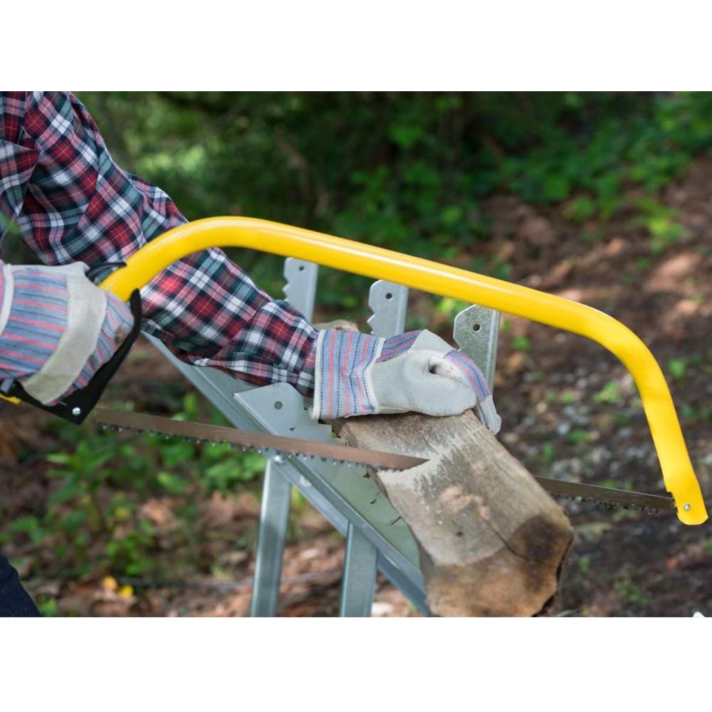 Chevalet de Sciage Pliable en Acier Charge 150KG, Tréteau Portable avec Dents de Scie à Encoches pour Découpe, Support de Coupe Tréteau de Sciage Léger (84 * 80 * 80cm)