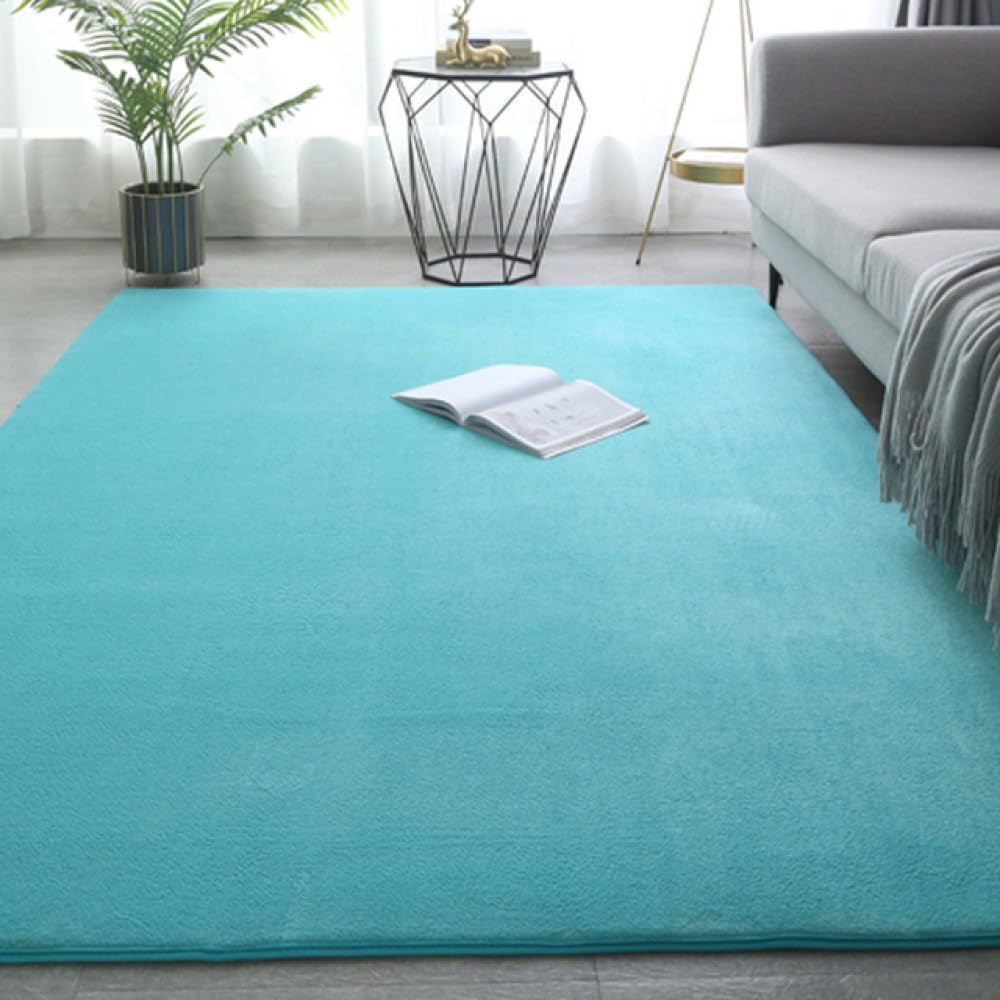 Tapis en polaire corail bleu clair 50x160 cm pour salon et chevet