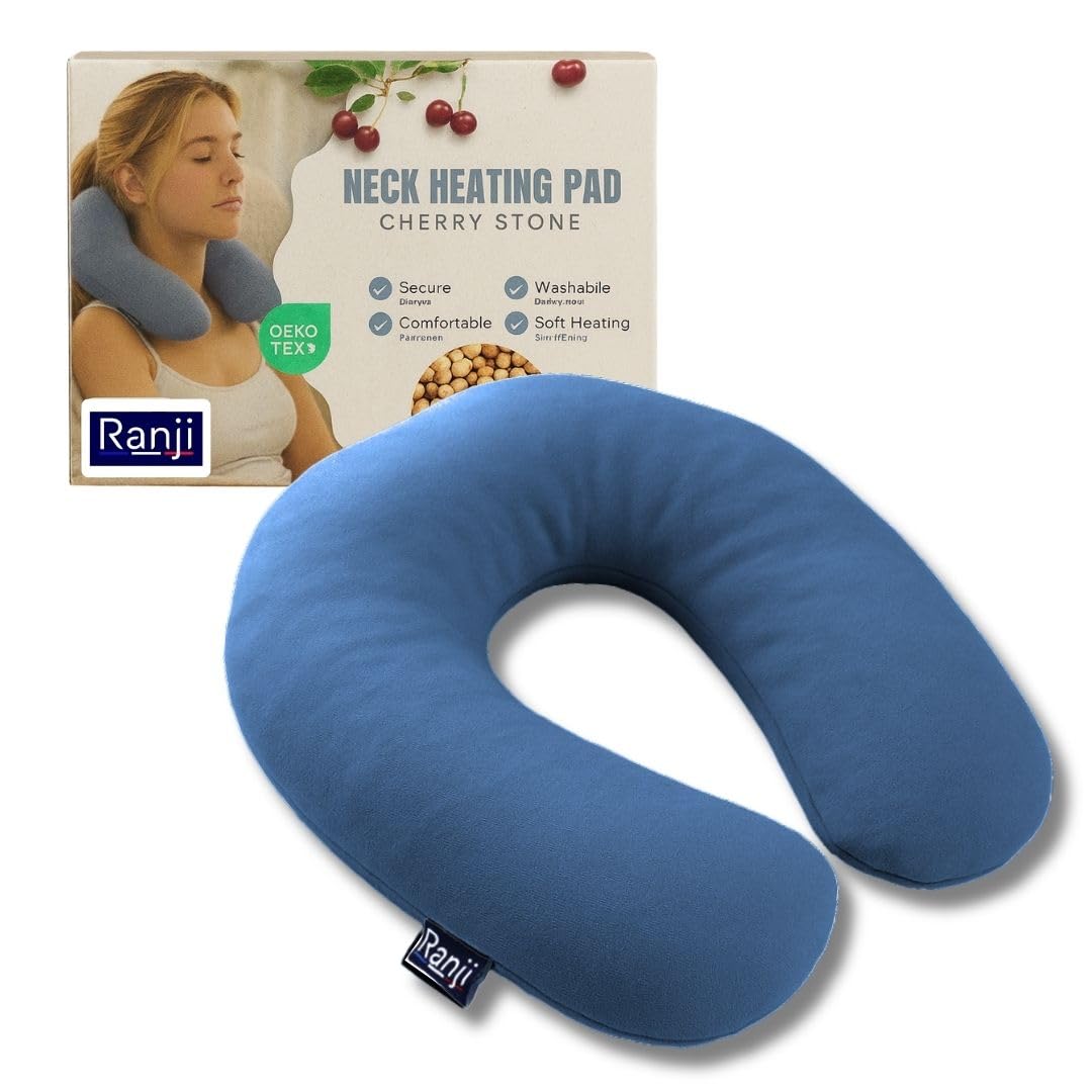 RANJI - Saco Térmico de Semillas para Microondas – CojÃn Térmico Cervical Natural | Bolsa Calor Semillas Lavable | Almohada Semillas Cuello y Hombros | Sin Agua y Reutilizable (Azul)