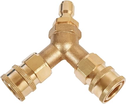 Pressure Washer Tee 3/8 Inch Fitting Splitter Coupler Quick Connect Two Gun to One Power Washer 4.0 GPM Accessories