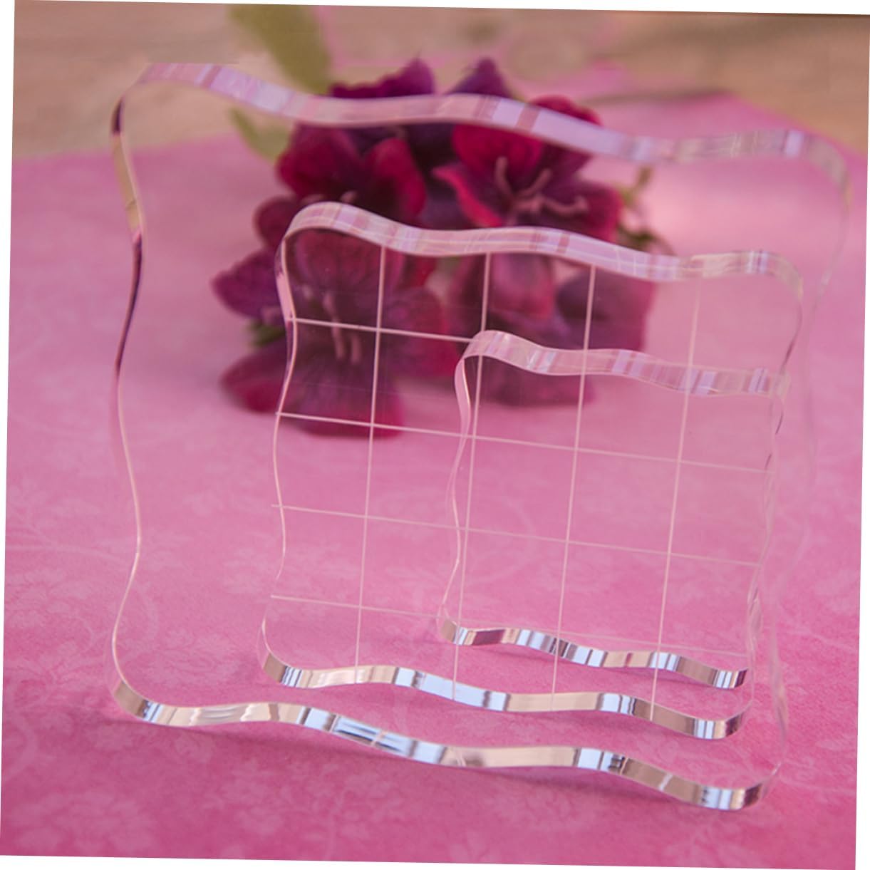 LIFKOME Acrylic Stamping Block for Stamp Crafting Square Handle 15x15cm Stamping Pad for Scrapbooking and Card Making