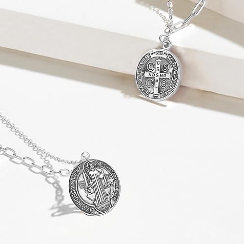 Miniatura 7 de Medalla de San Benito, 100 medallas de San Benito, Medalla de San Benito de metal de 0.94 x 0.79 pulgadas de protección contra el mal, colgante de