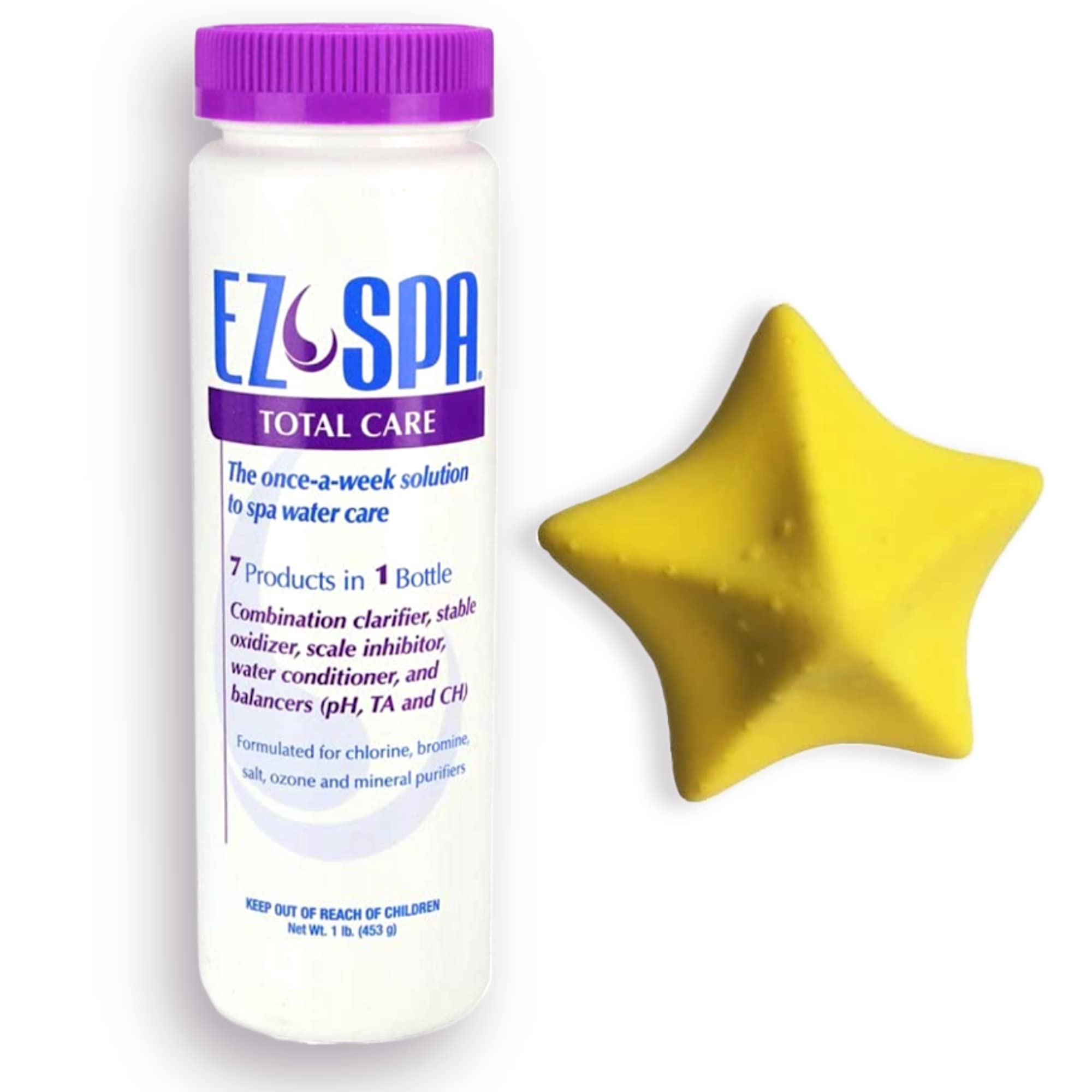 PoolzillaEZ Spa Total Care Weekly Bundle, 1lb EZ Spa Total Care Solution with Premium Scum Star Sponge