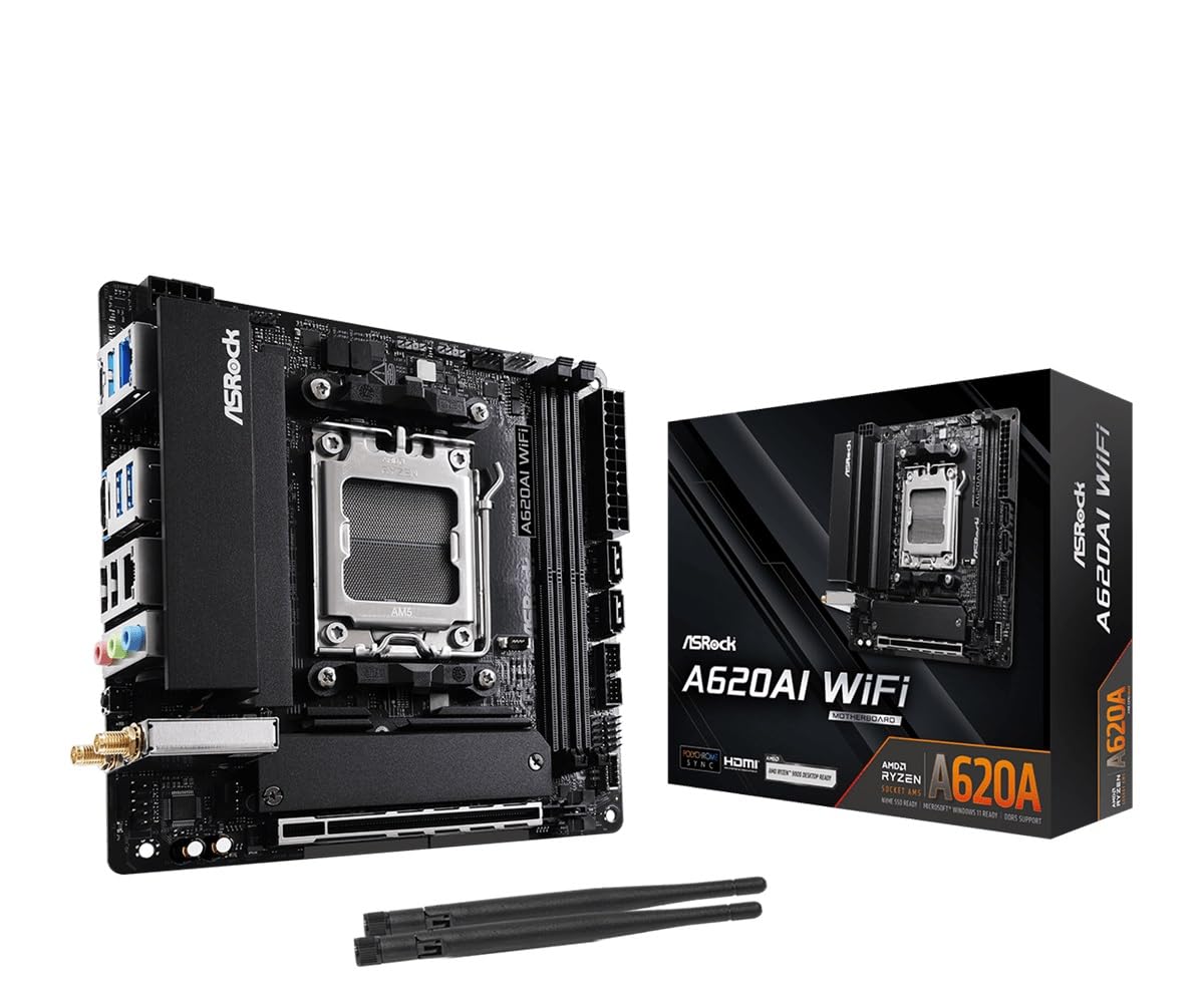 ASRock A620AI WiFi Mini-ITX AM5 Motherboard, AMD Ryzen 9000/8000