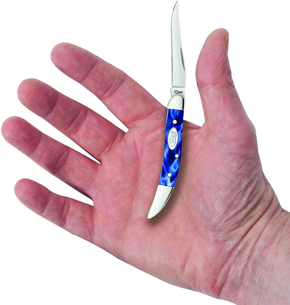 Case WR XX Pocket Knife Small Texas Toothpick Sparxx Blue Pearl Kirinite Item #23437 - (1010096 SS) - Length Closed: 3 Inches