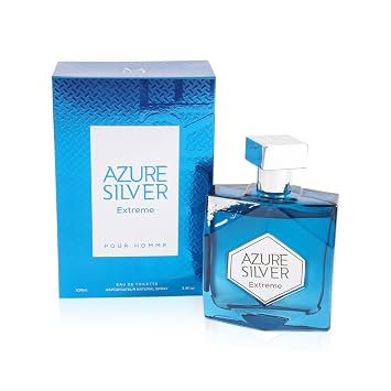 Azure Silver Extreme Mens Cologne Eau de Toilette Fresh Woody Aromatic Masculine Scent 100ml/3.4 fl oz