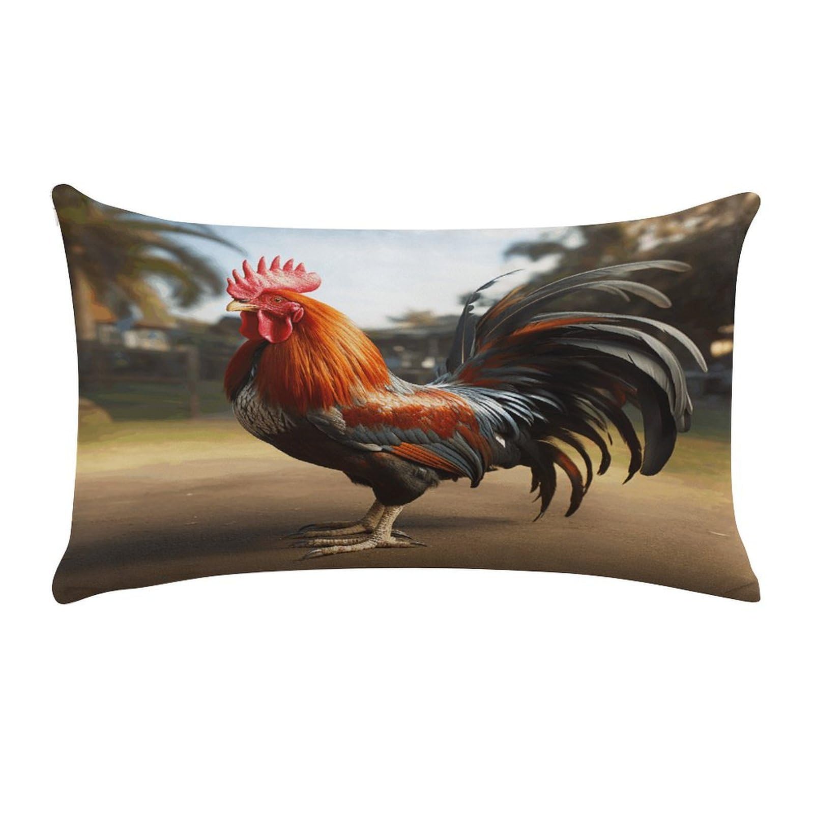 VstaDank Proud Rooster Throw Pillow Cover Rectangular Lumbar Throw Pillow Case Soft Farmhouse Accent Decorative Cushion Cases Short Plush Pillowcase with Zipper 12 X 20 Inch