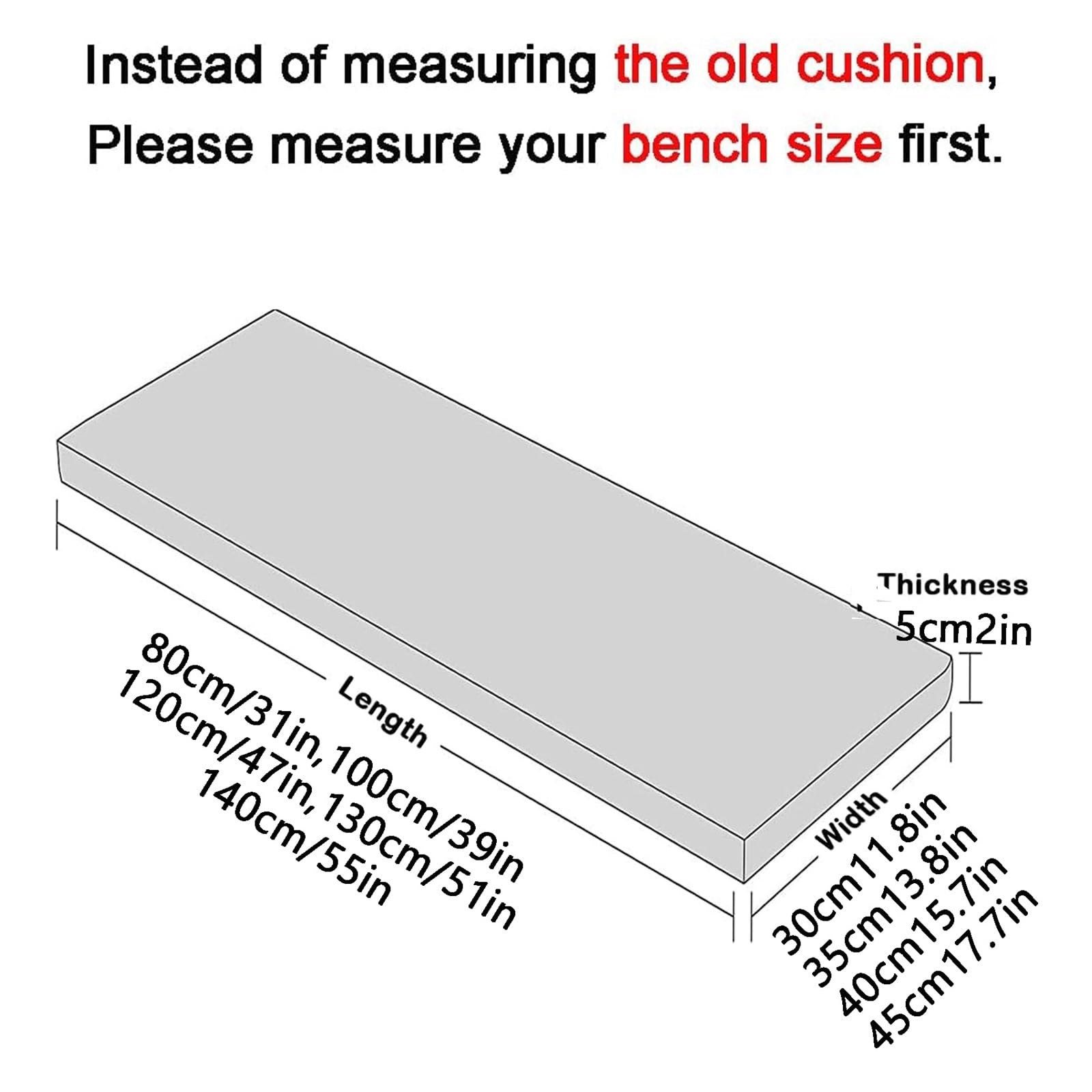 MCOSU Bench Cushions for Outdoor/Indoor Furniture 48/46/50inch Patio Furniture Cushions Bench Seat Cushion Window Cushions Chair Cushions (Color : @4, Size : 140x45cn/55x17.7in)