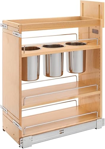 REV-A-Shelf Organizador extraíble de utensilios con base de madera con cierre suave