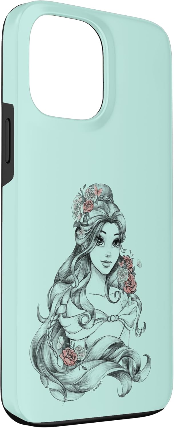 iPhone 13 Pro Max Disney Beauty & The Beast Floral Belle Sketch Case