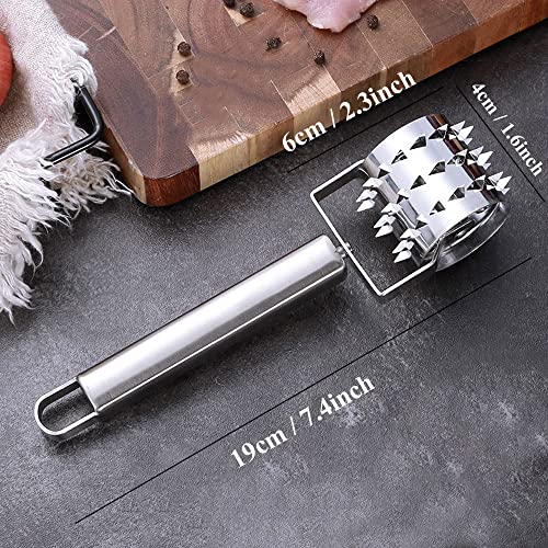 Stainless Steel Meat Tenderizers Roller, Rolling Meat Tenderizer with Ultra Sharp Needle Blades, Meat Rolling Hammer Meat Tenderizer for Kitchen Cooking Meat Tenderizing Steak, Beef, Chicken & Pork - image 6